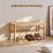 Natural Wood Paper Rope Bench with Steel and Oak Frame, Non-Slip Feet